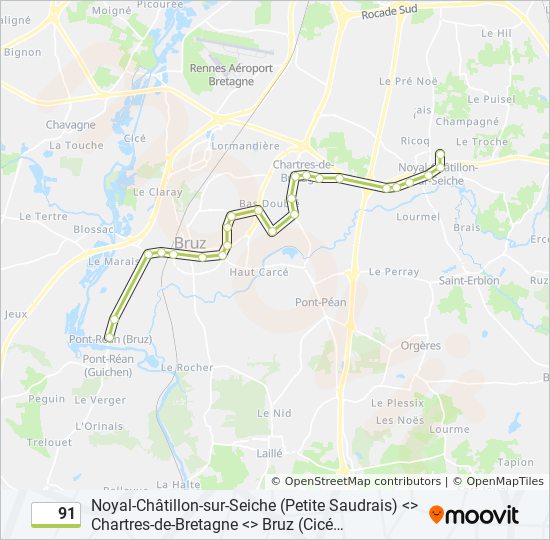 Mapa de 91 de autobús