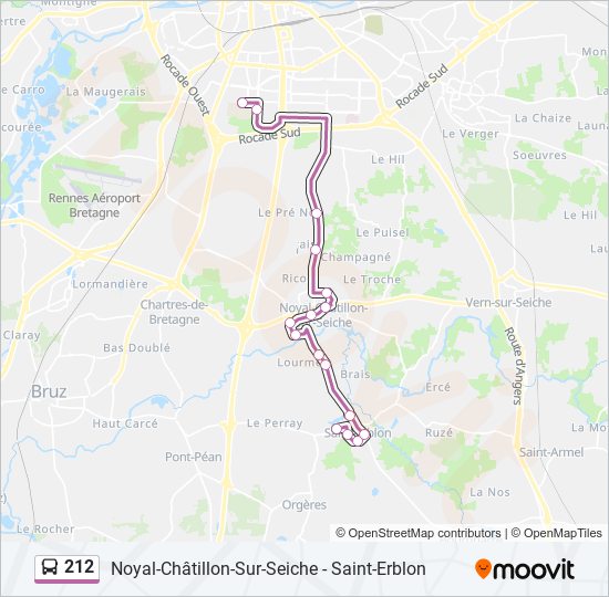 Plan de la ligne 212 de bus