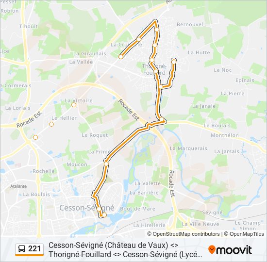 Plan de la ligne 221 de bus