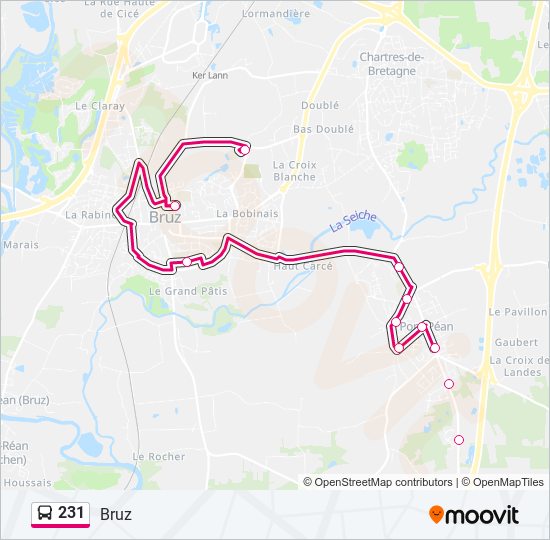 Plan de la ligne 231 de bus