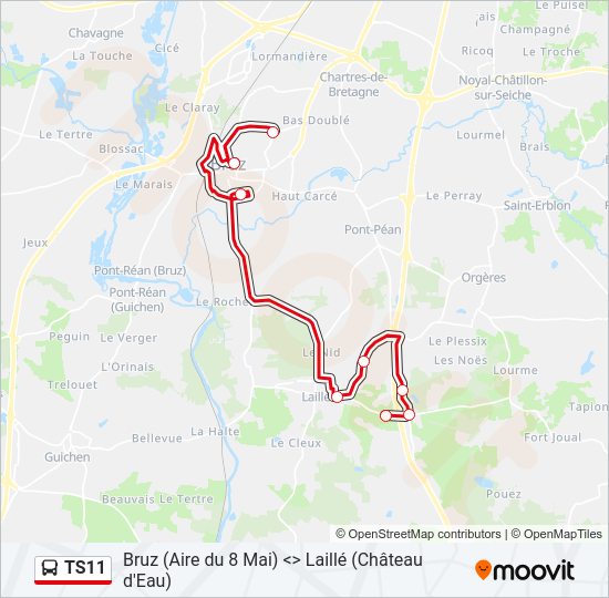 Plan de la ligne TS11 de bus