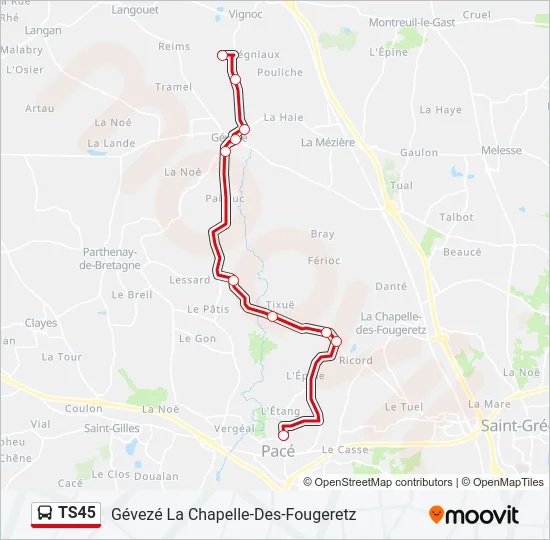 TS45 Bus Line Map
