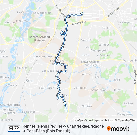 Plan de la ligne 72 de bus