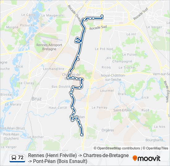 Plan de la ligne 72 de bus