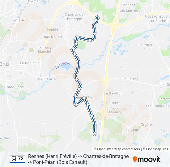 Plan de la ligne 72 de bus