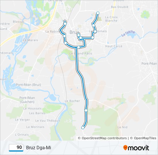 Mapa de 90 de autobús