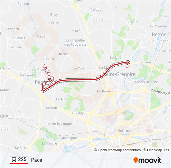 225 bus Line Map