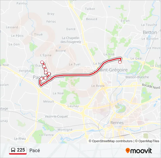 225 Bus Line Map