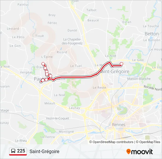 225 Bus Line Map