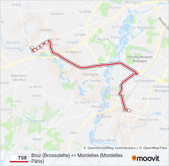 Mapa de TS8 de autobús