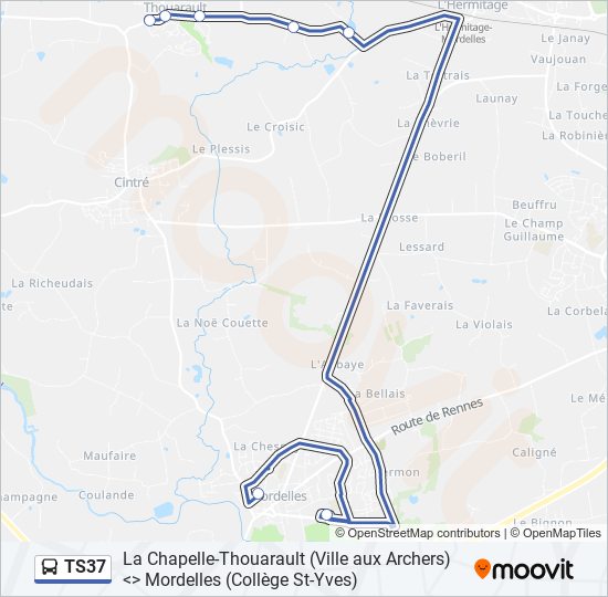 Plan de la ligne TS37 de bus