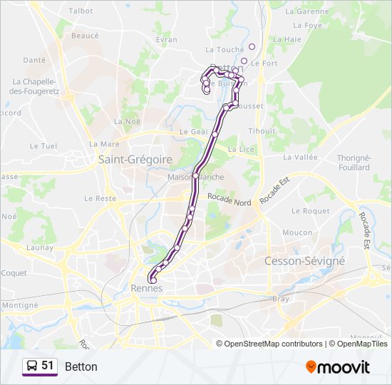 Mapa de 51 de autobús