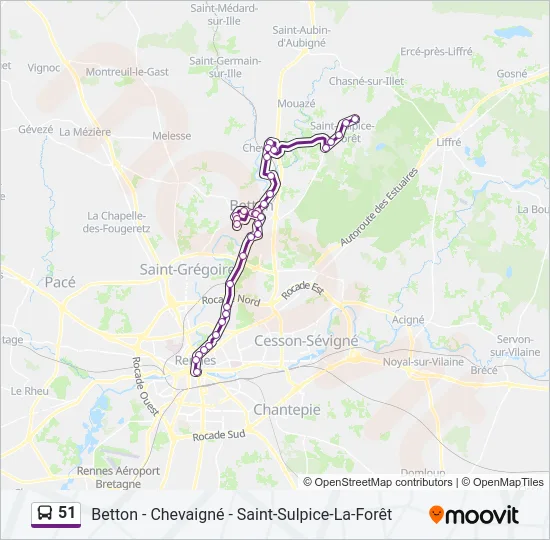 51 Bus Line Map