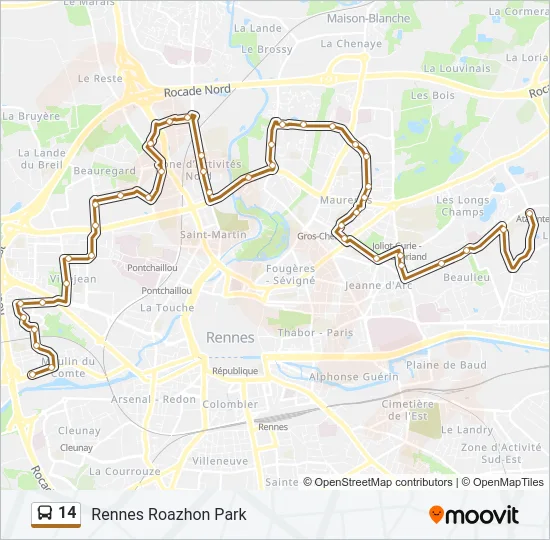 14 Bus Line Map