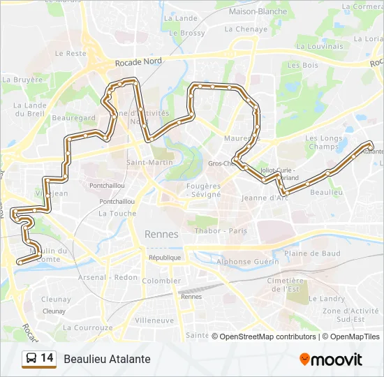 14 Bus Line Map