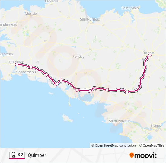 Mapa de K2 de tren