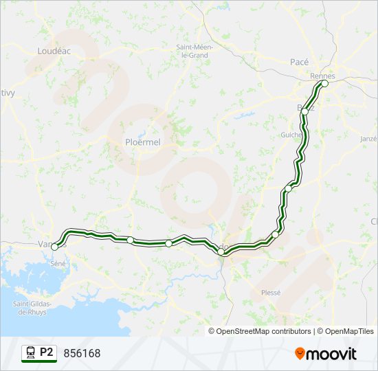 Plan de la ligne P2 de train