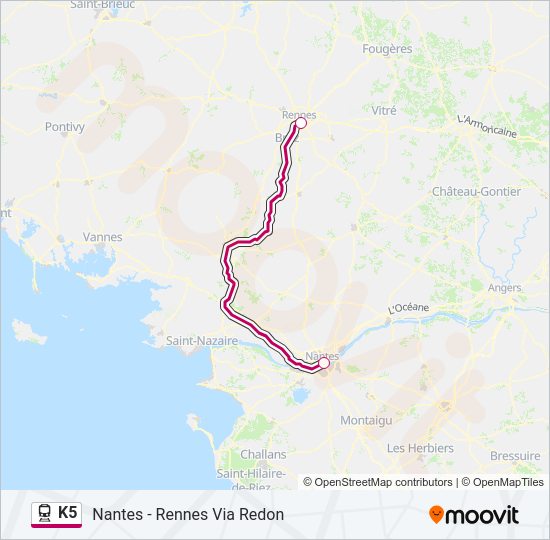 Plan de la ligne K5 de train