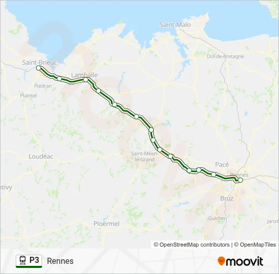 Plan de la ligne P3 de train