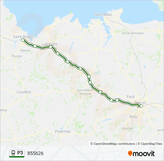 Plan de la ligne P3 de train