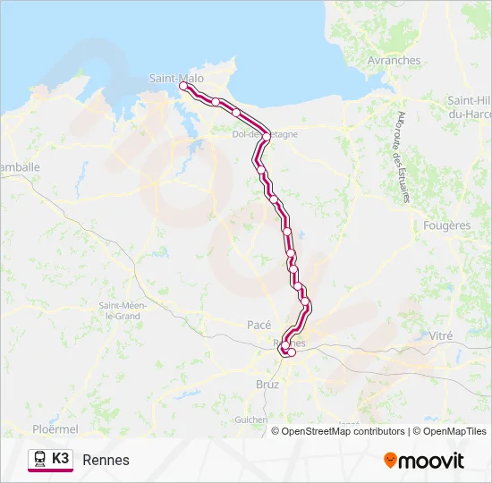 Plan de la ligne K3 de train