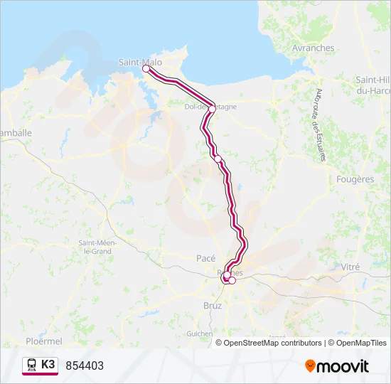 K3 Train Line Map