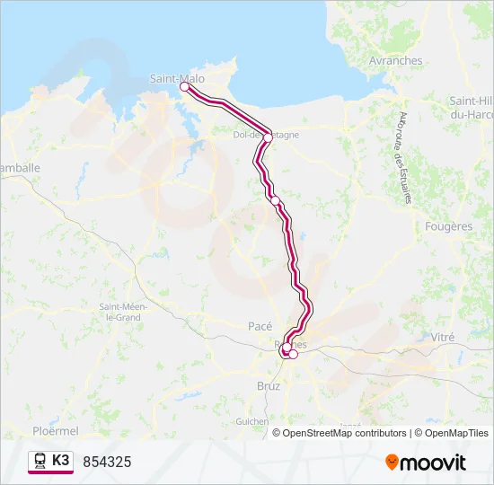 K3 Train Line Map