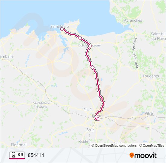 Plan de la ligne K3 de train