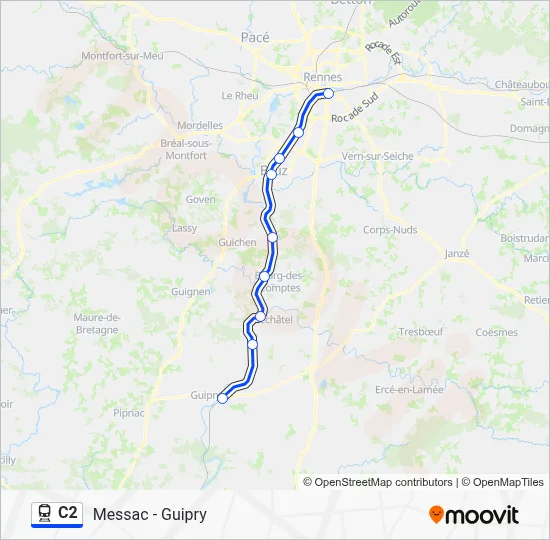 Plan de la ligne C2 de train