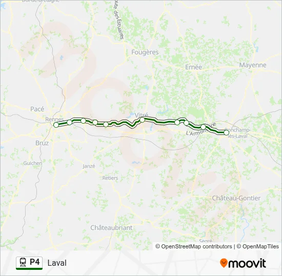 Plan de la ligne P4 de train
