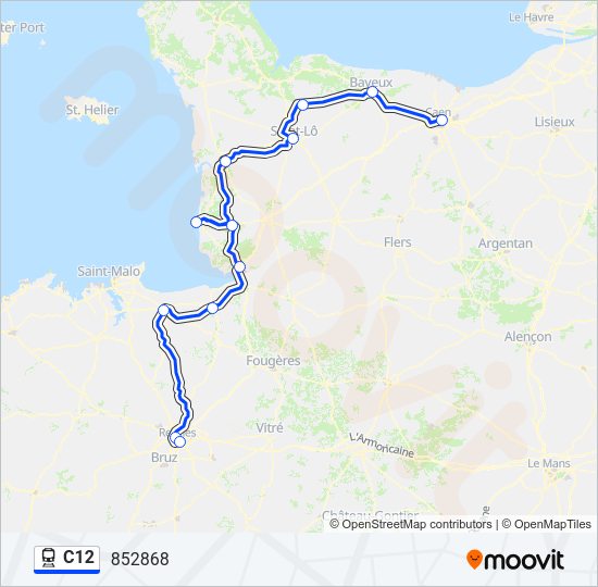 Plan de la ligne C12 de train