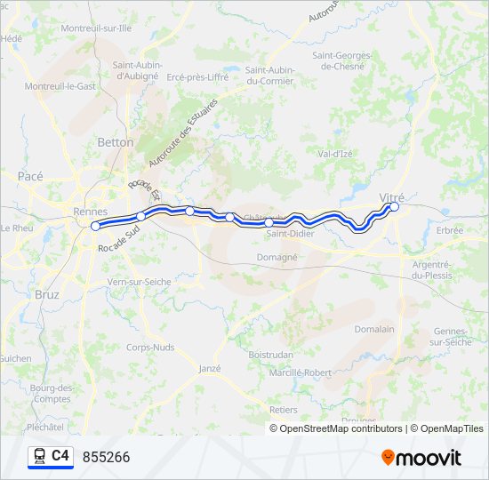 Plan de la ligne C4 de train