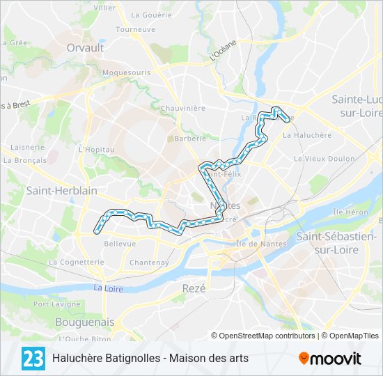 Plan de la ligne 23 de bus
