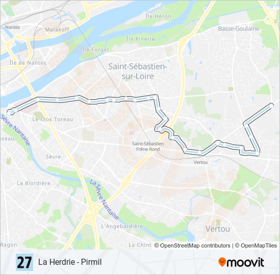 Plan de la ligne 27 de bus