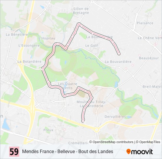 Plan de la ligne 59 de bus