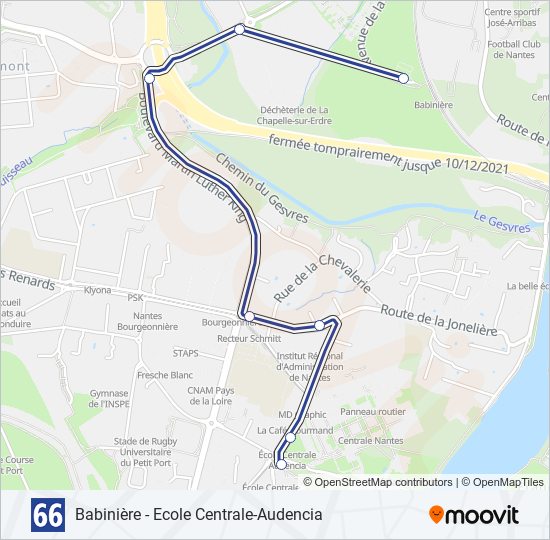 Plan de la ligne 66 de bus
