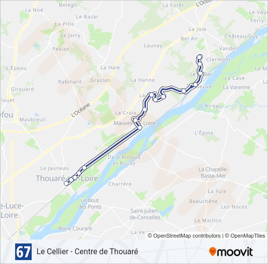 Plan de la ligne 67 de bus