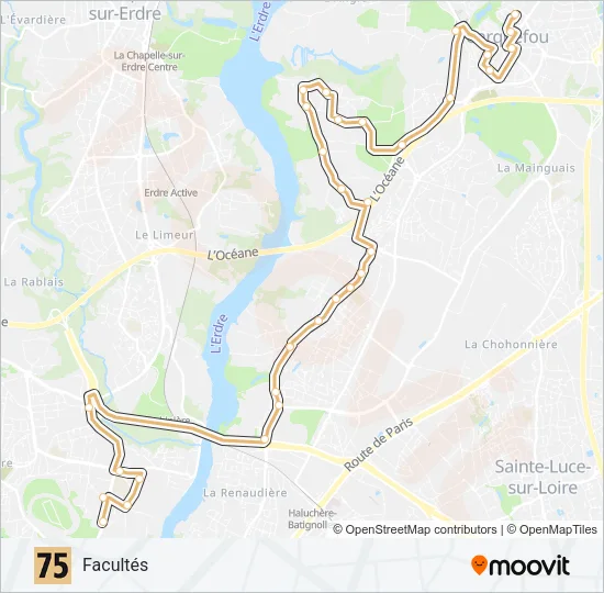 75 Bus Line Map