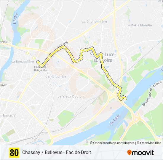 Plan de la ligne 80 de bus