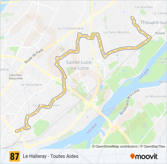 Plan de la ligne 87 de bus