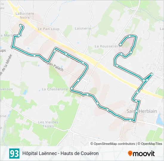 93 Bus Line Map