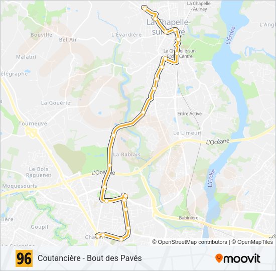 Plan de la ligne 96 de bus