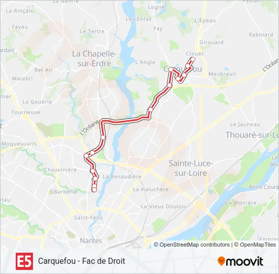 E5 Bus Line Map