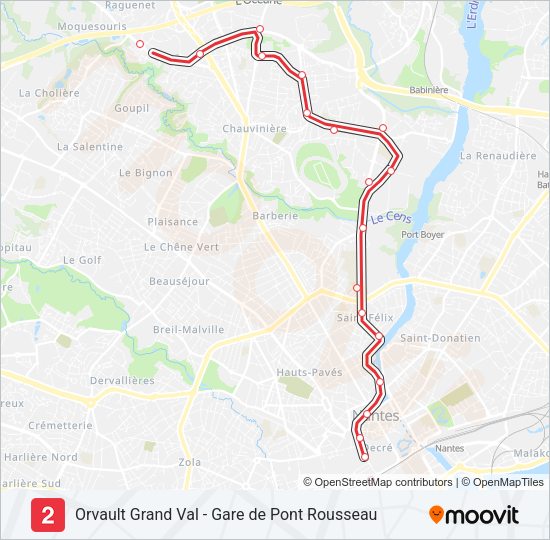 Plan de la ligne 2 de tram