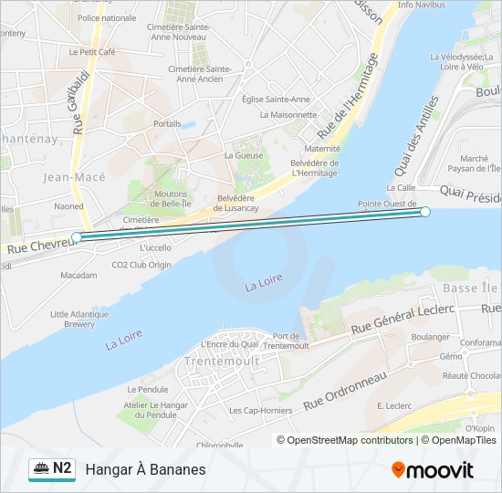 Plan de la ligne N2 de ferry