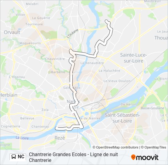 Plan de la ligne NC de bus