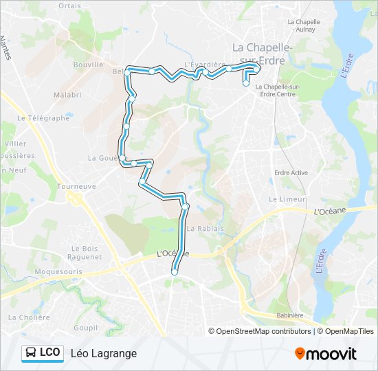 Plan de la ligne LCO de bus