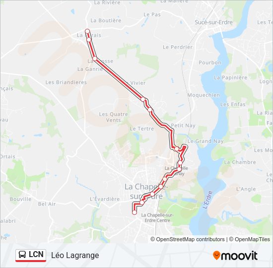 Plan de la ligne LCN de bus