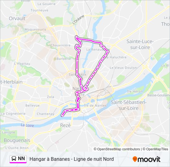 Plan de la ligne NN de bus