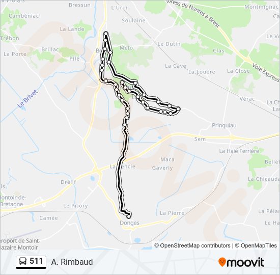 Plan de la ligne 511 de bus